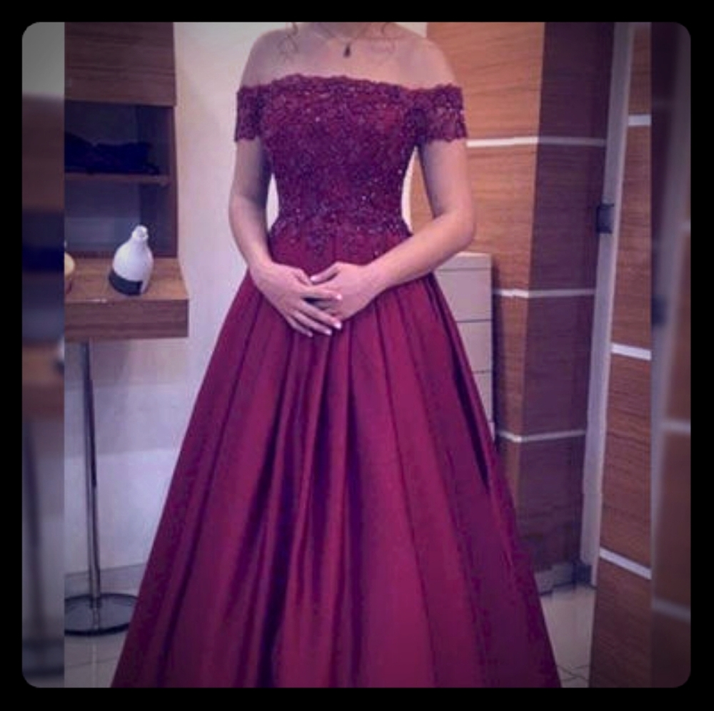 Red satin ballgown